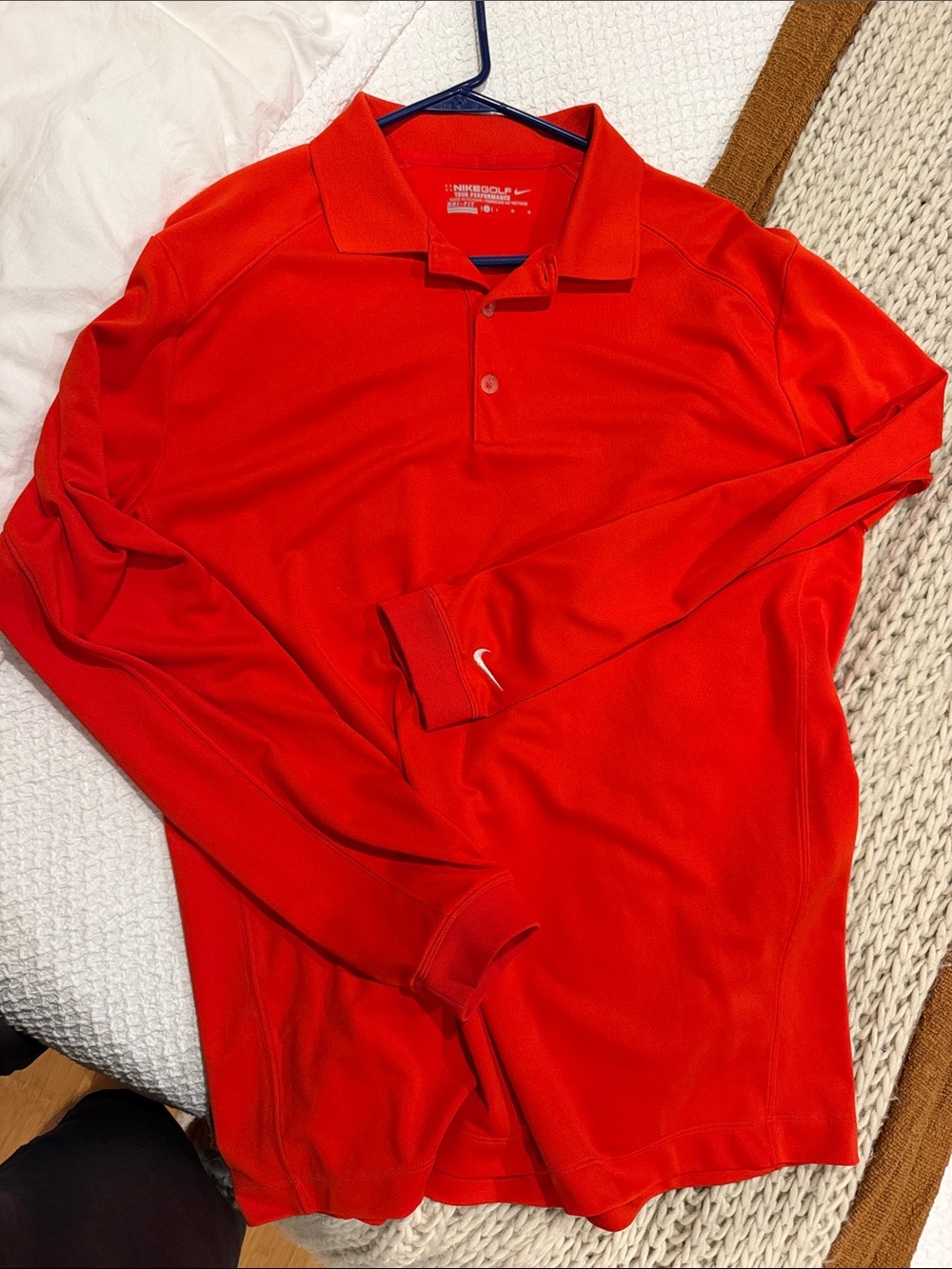 Nike Men’s orange Long-Sleeve golf Polo Shirt